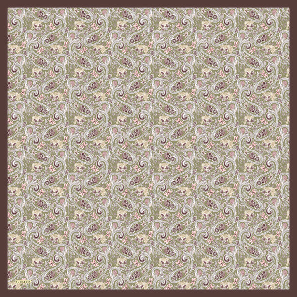 Aurora Desenli Janjan Eşarp - Etnik Bahar - Yeşil