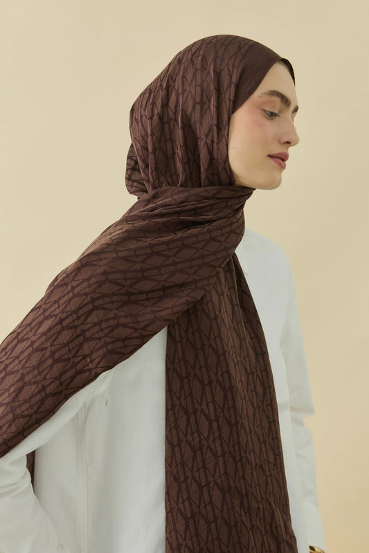 Native - Interflow Desen Naia Şal - Acı Kahve