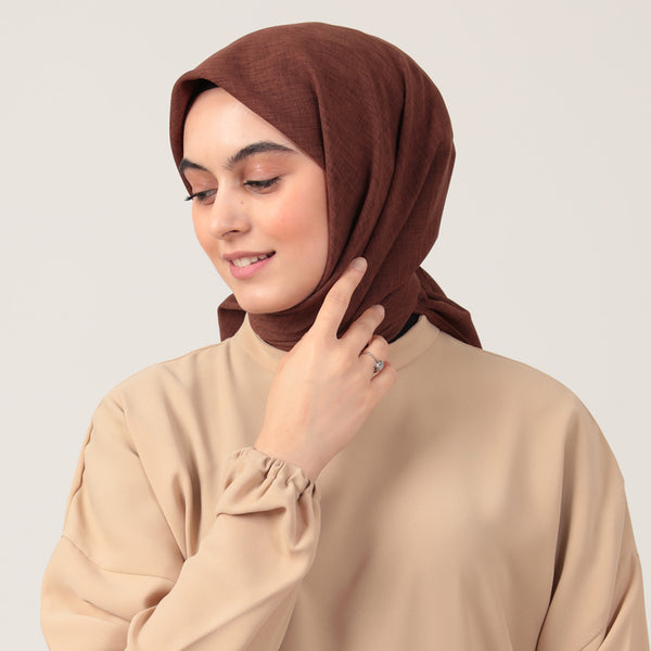 Yazlık Denim Eşarp - Kahverengi