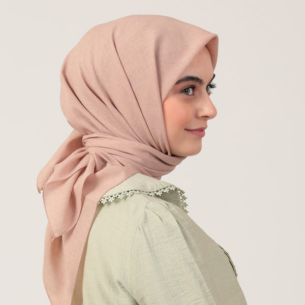 Yazlık Denim Eşarp - Açık Pudra