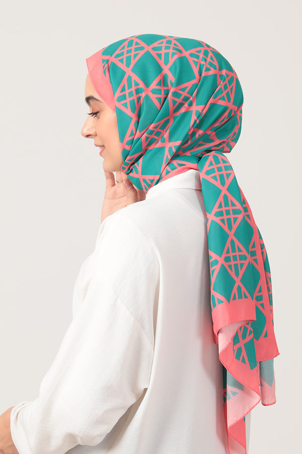 Pamuk İpek Şal - Baklava Desen - Cam Göbeği