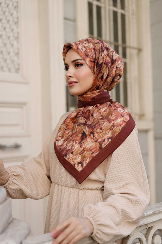 Tensel Eşarp - Batik Desen - Mürdüm