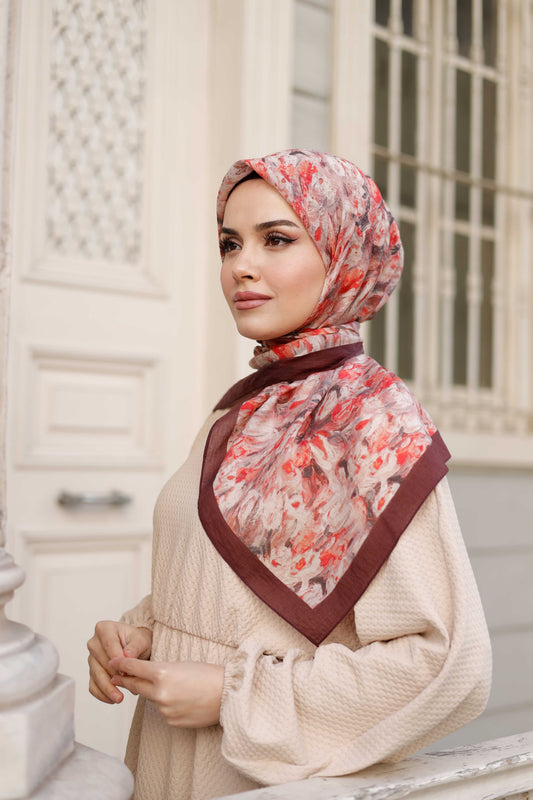 Tensel Eşarp - Batik Desen - Bordo