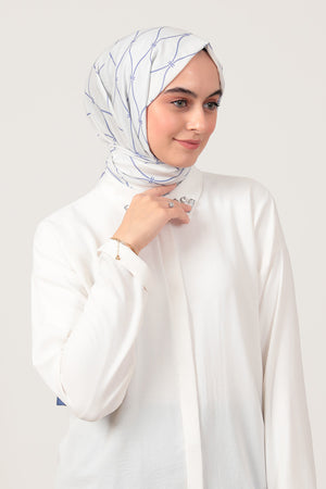 Pamuk İpek Şal - Dalga Desen - Eflatun