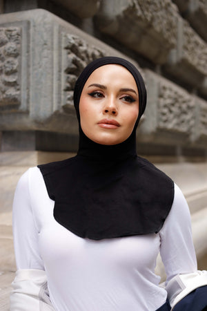 Boyunluklu Hijab Bone - Özel Üretim - Siyah