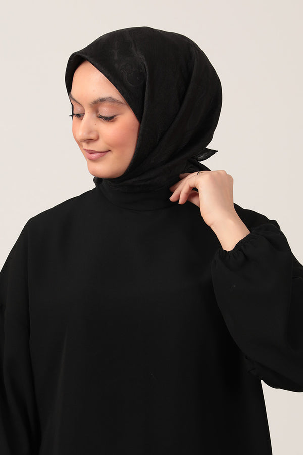 İpeksi Çift Taraflı Jakar Eşarp - Siyah