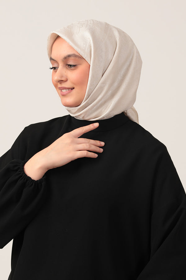 İpeksi Çift Taraflı Jakar Eşarp - Latte