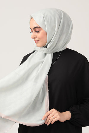 Pamuk İpek Şal - Dama Desen - Ekru Pudra