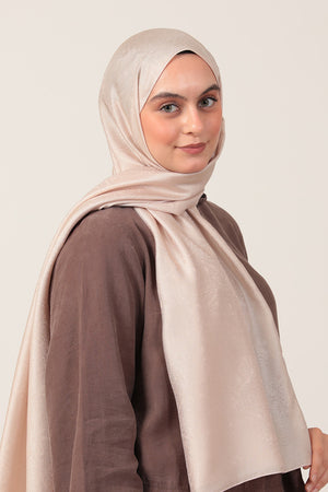 İpeksi Çift Taraflı Jakar Şal - Mandala Desen - Latte