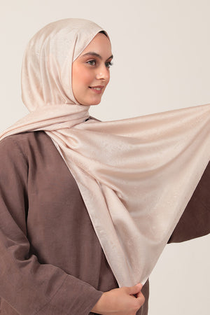 İpeksi Çift Taraflı Jakar Şal - Mandala Desen - Latte