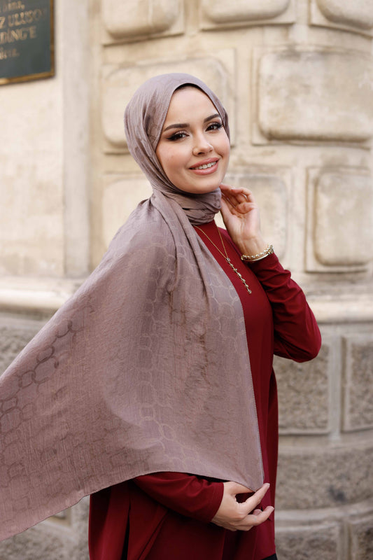 Soft Jakar Şal - Zincir Desen - Mocha