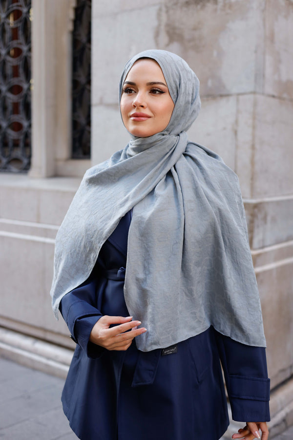 Soft Jakar Şal - Zincir Desen - Gümüş