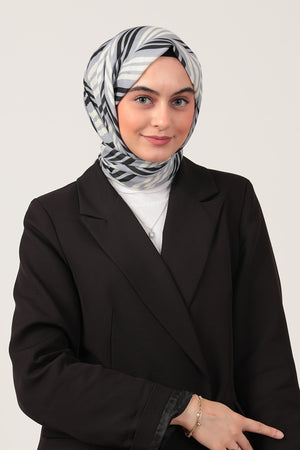 Pamuk İpek Şal - Başak Desen - Gri