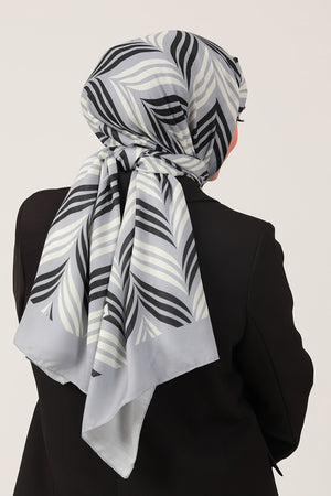 Pamuk İpek Şal - Başak Desen - Gri