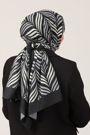 Pamuk İpek Şal - Başak Desen - Siyah