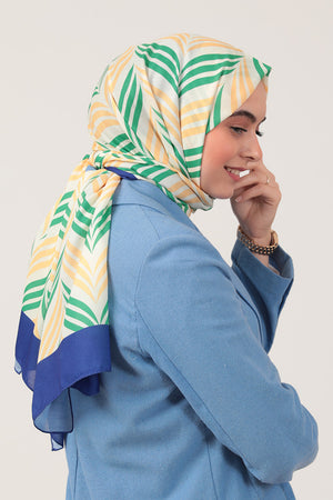 Pamuk İpek Şal - Başak Desen - Fıstık