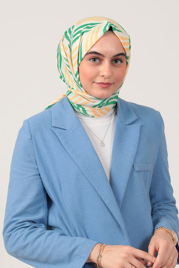 Pamuk İpek Şal - Başak Desen - Fıstık