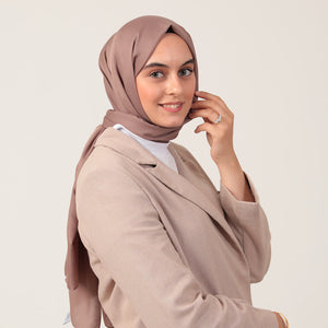 Düz Pamuklu Şal - Koyu Vizon