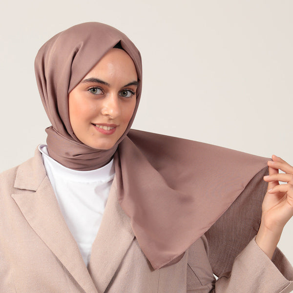 Düz Pamuklu Şal - Koyu Vizon