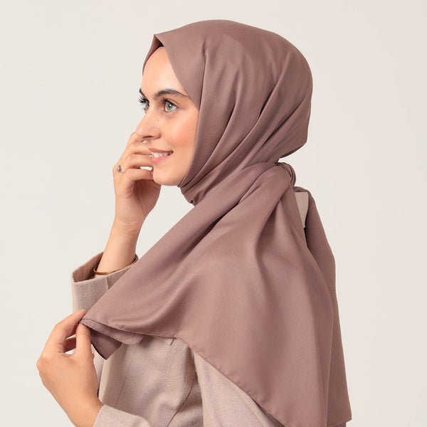 Düz Pamuklu Şal - Koyu Vizon