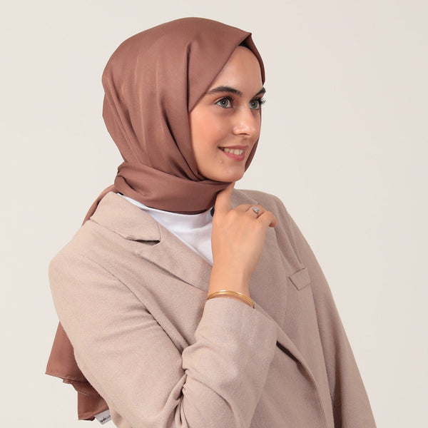 Düz Pamuklu Şal - Çikolata Kahve