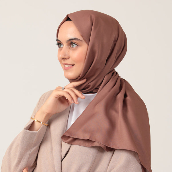 Düz Pamuklu Şal - Çikolata Kahve