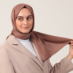 Düz Pamuklu Şal - Çikolata Kahve
