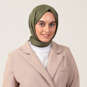 Düz Pamuklu Şal - Haki Yeşili