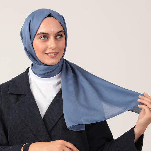 Düz Pamuklu Şal - İndigo