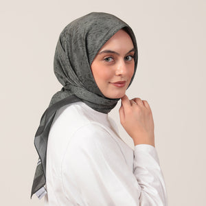 Pamuk İpek Eşarp - Mandala Desen - Haki Yeşili