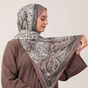 Pamuk İpek Şal - Badem Desen - Gül Kurusu