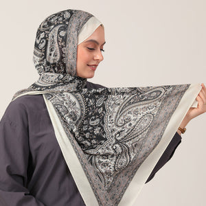 Pamuk İpek Şal - Badem Desen - Krem