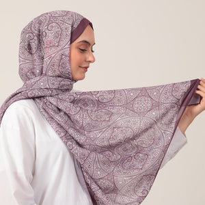 Pamuk İpek Şal - Henna Desen - Mürdüm