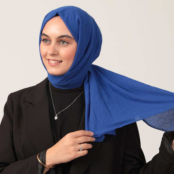 Bambu Pamuk Şal - Saks Mavisi