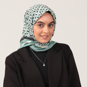 Twill Eşarp - Hipnoz Desen - Çağla Yeşili