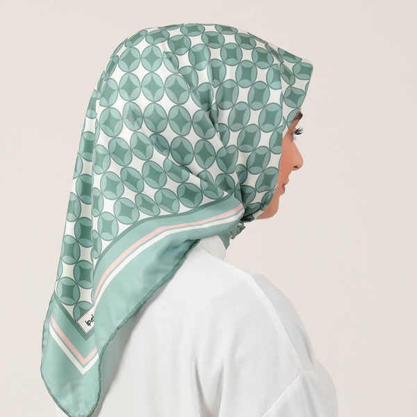 Twill Eşarp - Madalyon Desen - Kil Yeşili