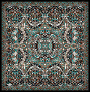 Vierra Desenli Eşarp - Ebedi Saraylar - Zümrüt Kahve