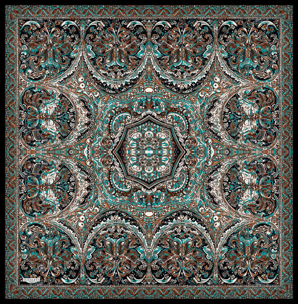 Vierra Desenli Eşarp - Ebedi Saraylar - Zümrüt Kahve