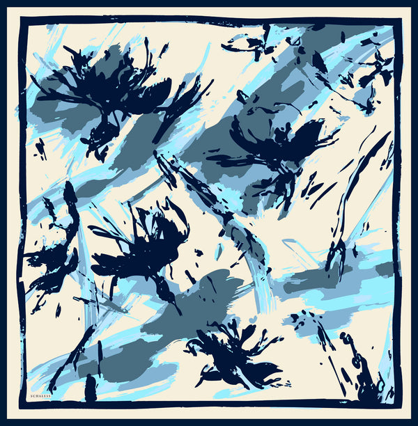 Vierra Desenli Eşarp - Özgür Fırçalar - İndigo