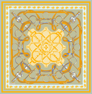 Vierra Desenli Eşarp - Süvarinin Arması - Sarı