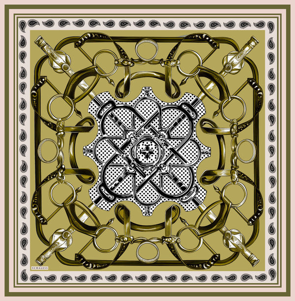 Vierra Desenli Eşarp - Süvarinin Arması - Olive