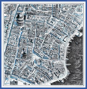 Vierra Desenli Eşarp - Yankılar Şehri - Mavi