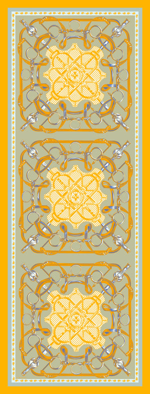 Vierra Desenli Şal - Süvarinin Arması - Sarı