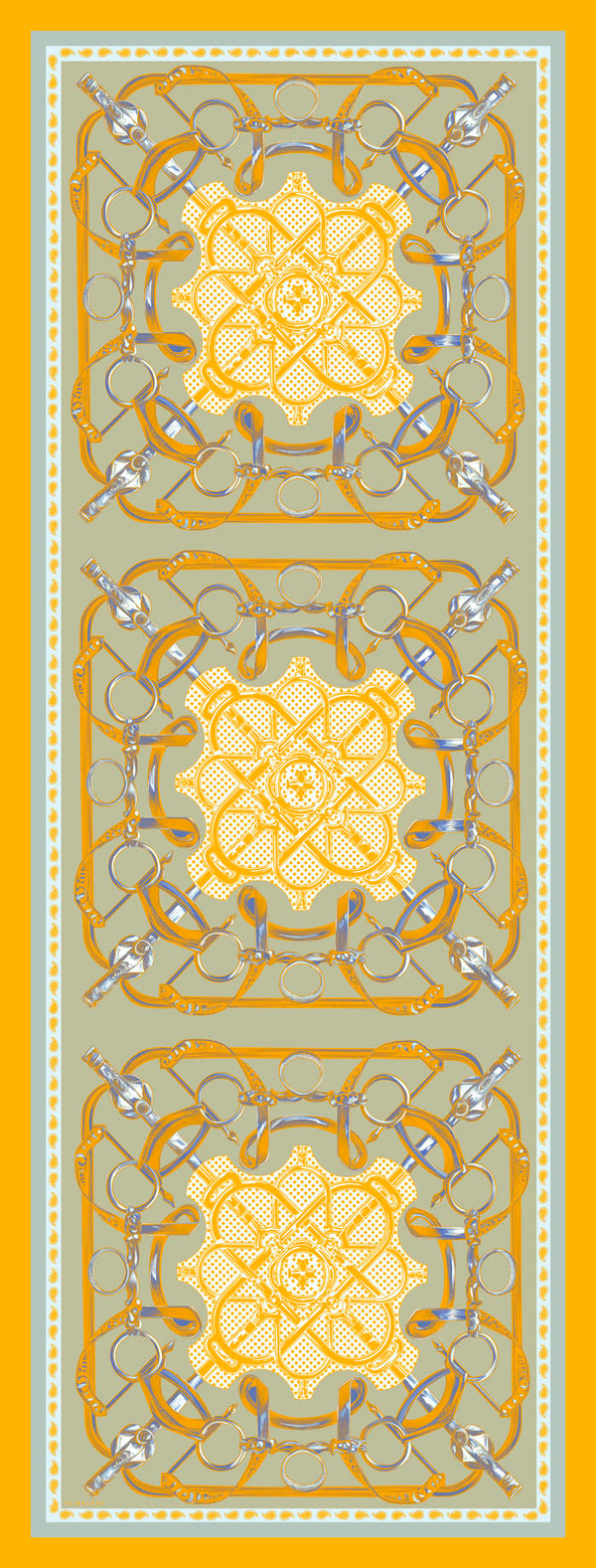Vierra Desenli Şal - Süvarinin Arması - Sarı