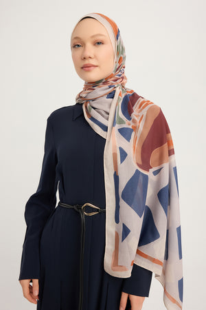 Efilia Desenli Şal - Pastel Yolculuk - Somon