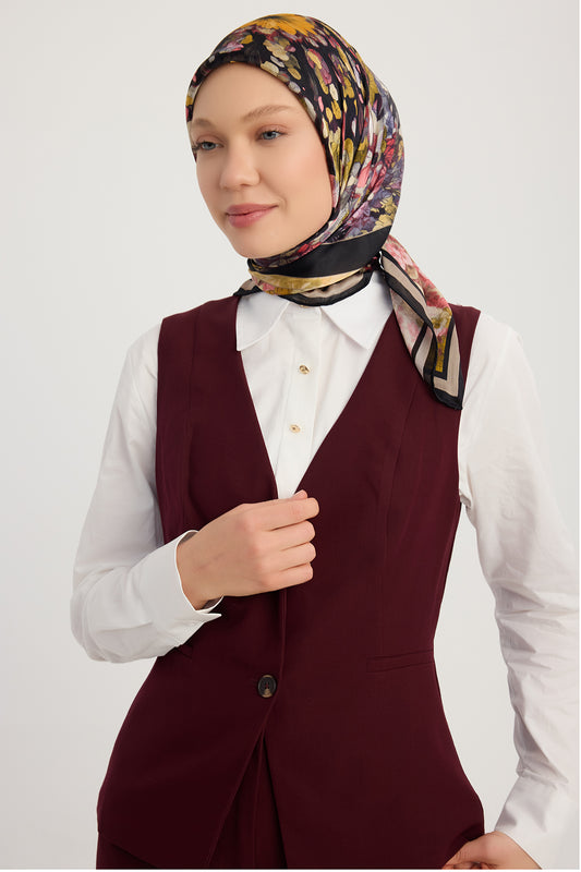 Aurora Desenli Janjan Eşarp - Çiçek Kozmosu - Pembe