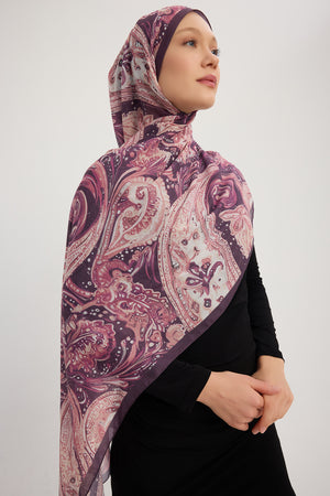 Efilia Desenli Şal - Kozmik Paisley - Pudra