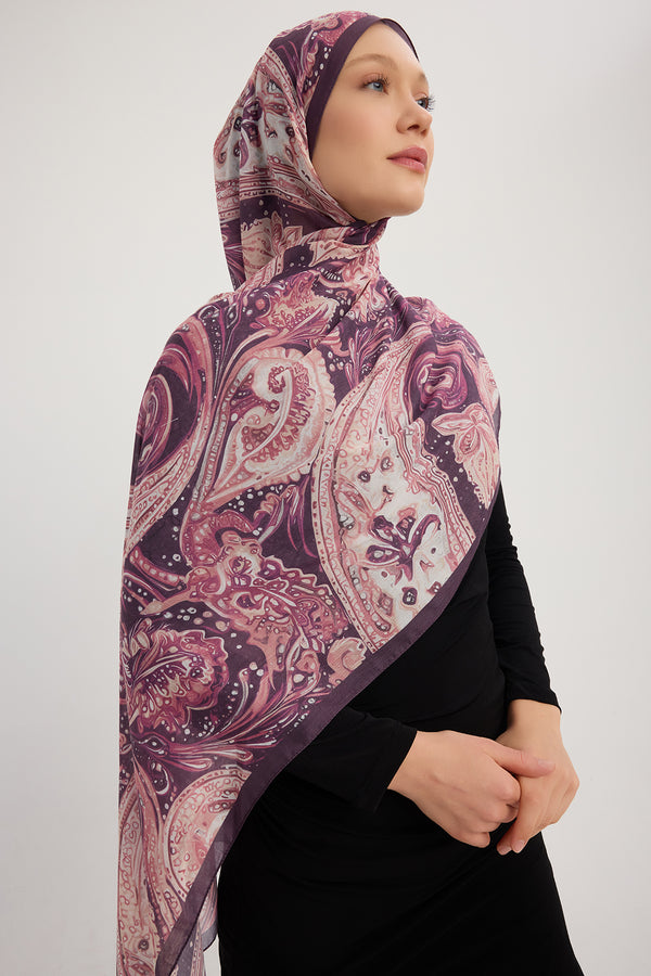 Efilia Desenli Şal - Kozmik Paisley - Pudra