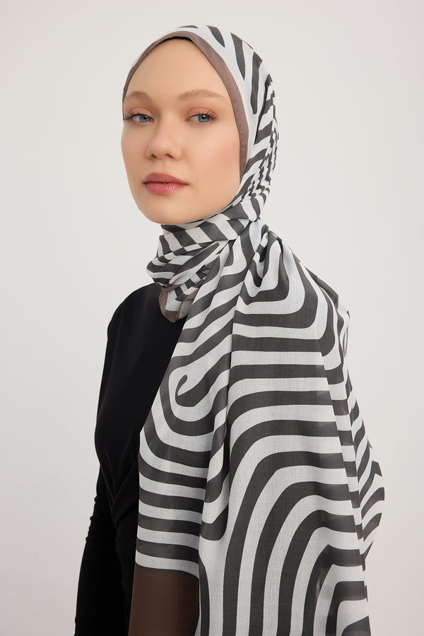 Efilia Desenli Şal - Yaşam İzi - Kahverengi