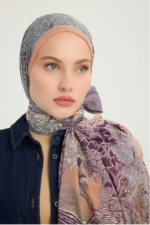 Efilia Desenli Şal - Sessiz Mevsimler - Turuncu